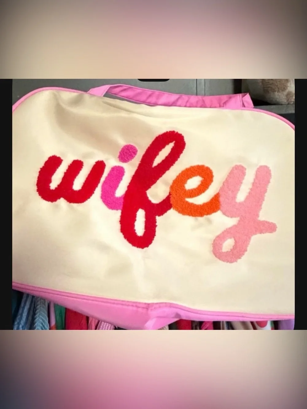 Wifey Pink & Cream Travel Tote Bag